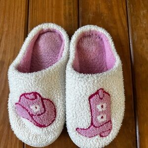 Cozy Pink and White Slippers with Boot Design